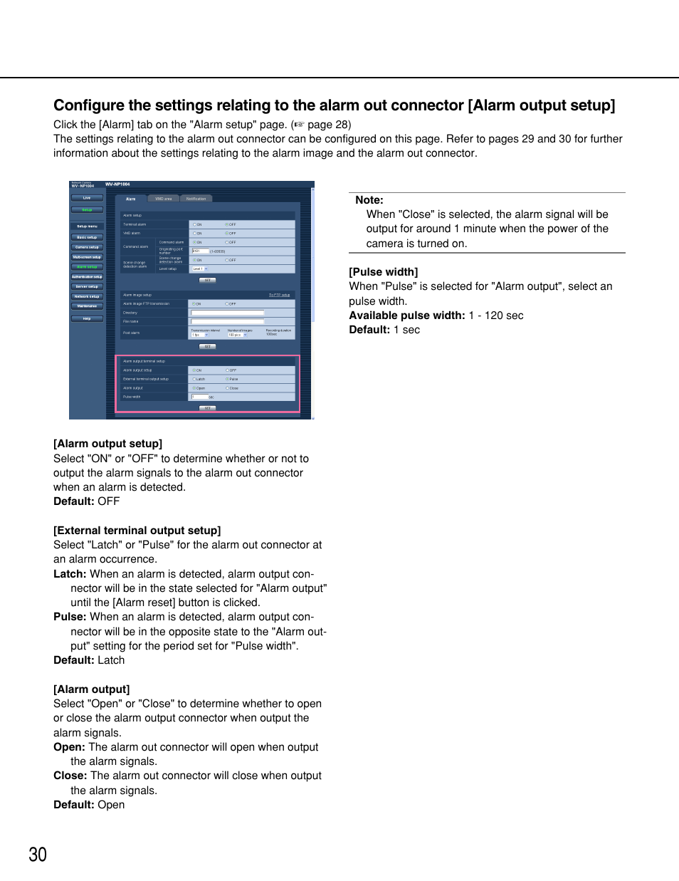 Panasonic WV-NP1000 User Manual | Page 30 / 70