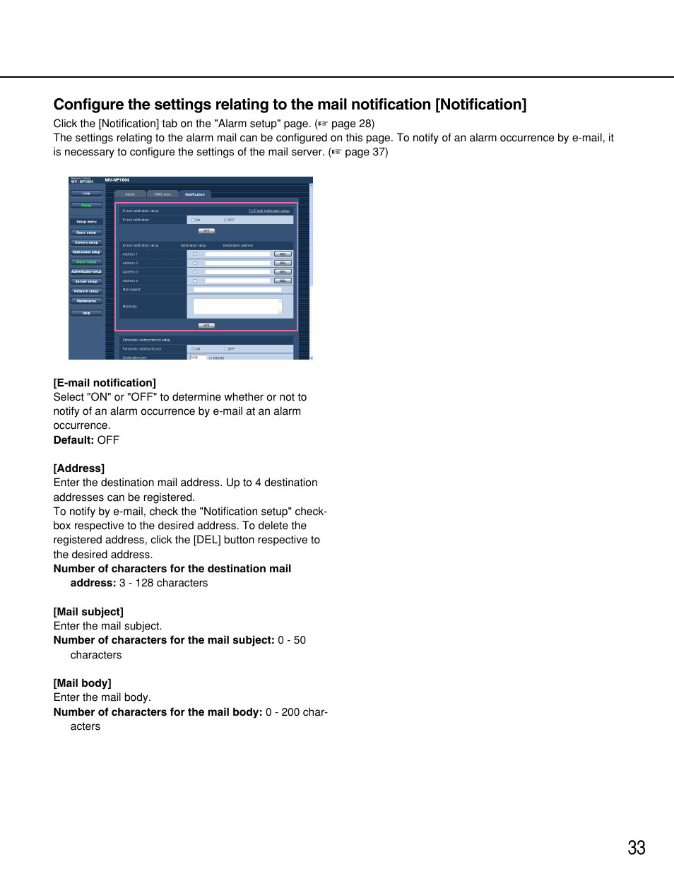 Panasonic WV-NP1000 User Manual | Page 33 / 70
