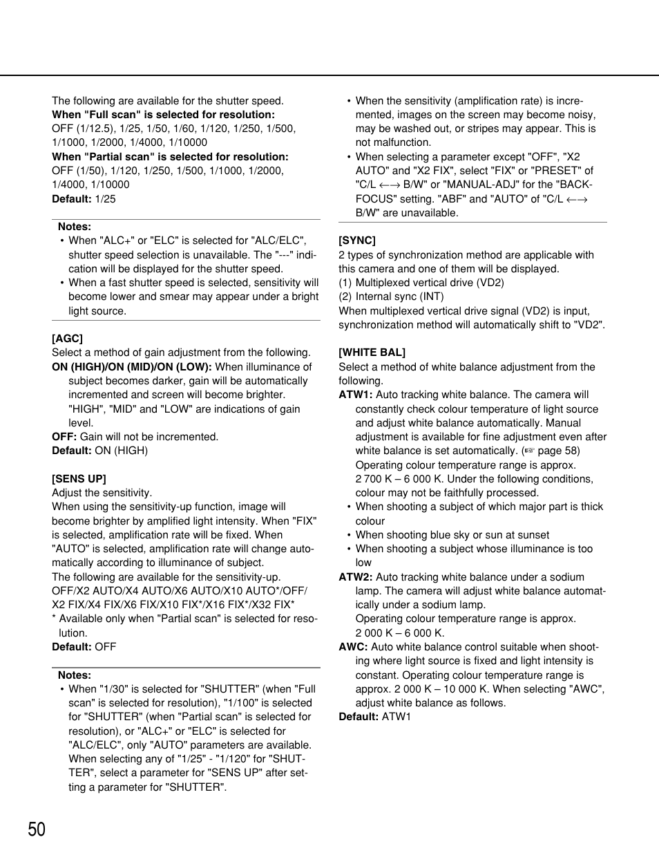 Panasonic WV-NP1000 User Manual | Page 50 / 70