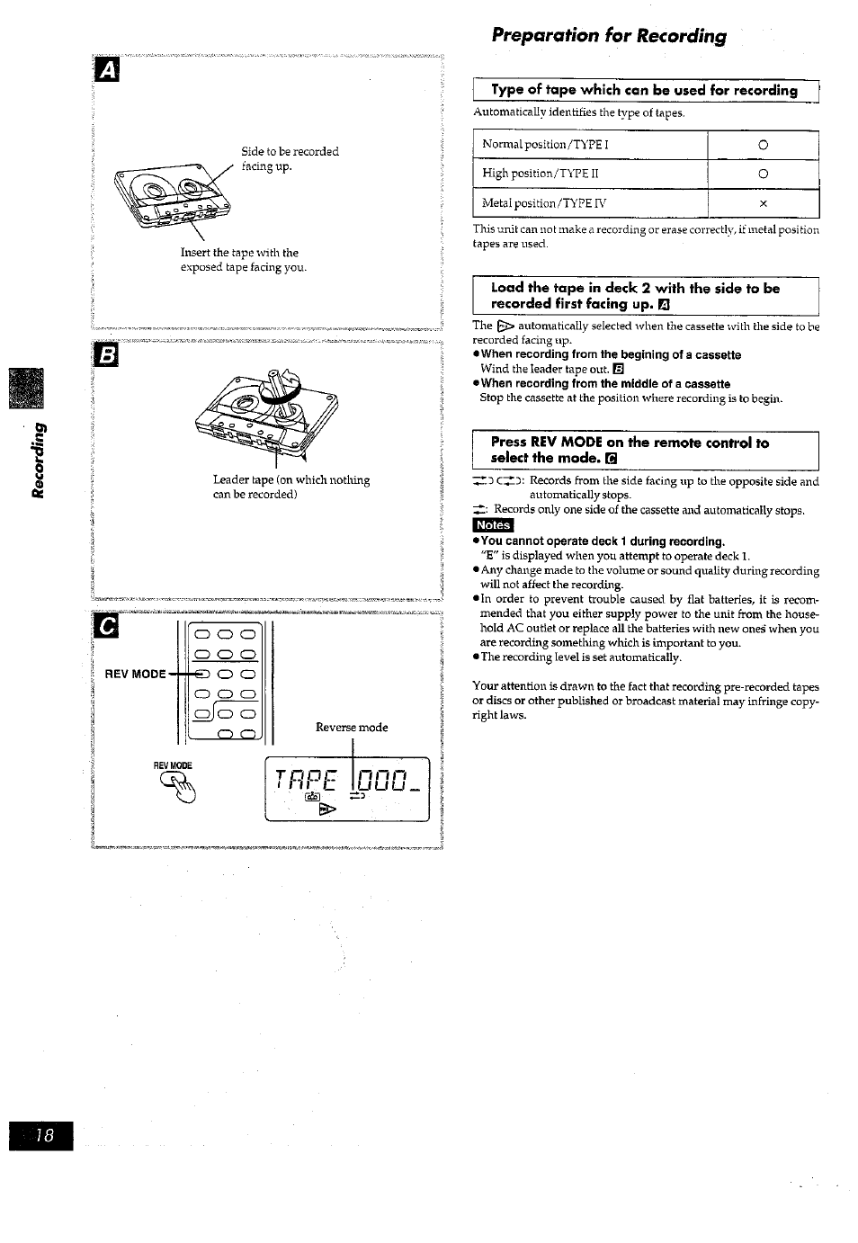 Type of tape which can be used for recording, T d d, N n n | Il j " 1 i i, 1s 1, C1 n r c, U u u ^ *3 | Panasonic RX-ED77 User Manual | Page 18 / 36