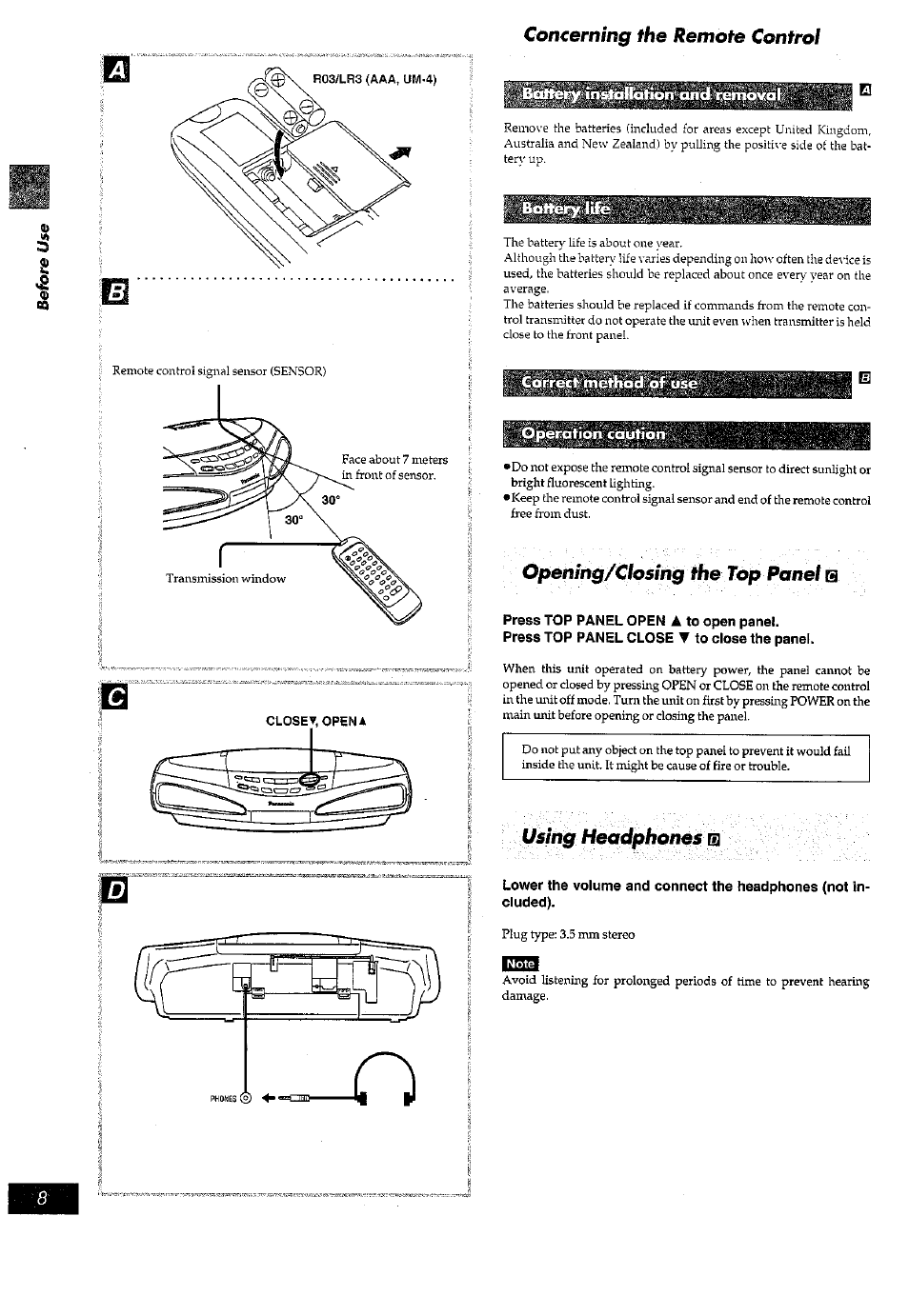 Press top panel open a to open panel | Panasonic RX-ED77 User Manual | Page 8 / 36
