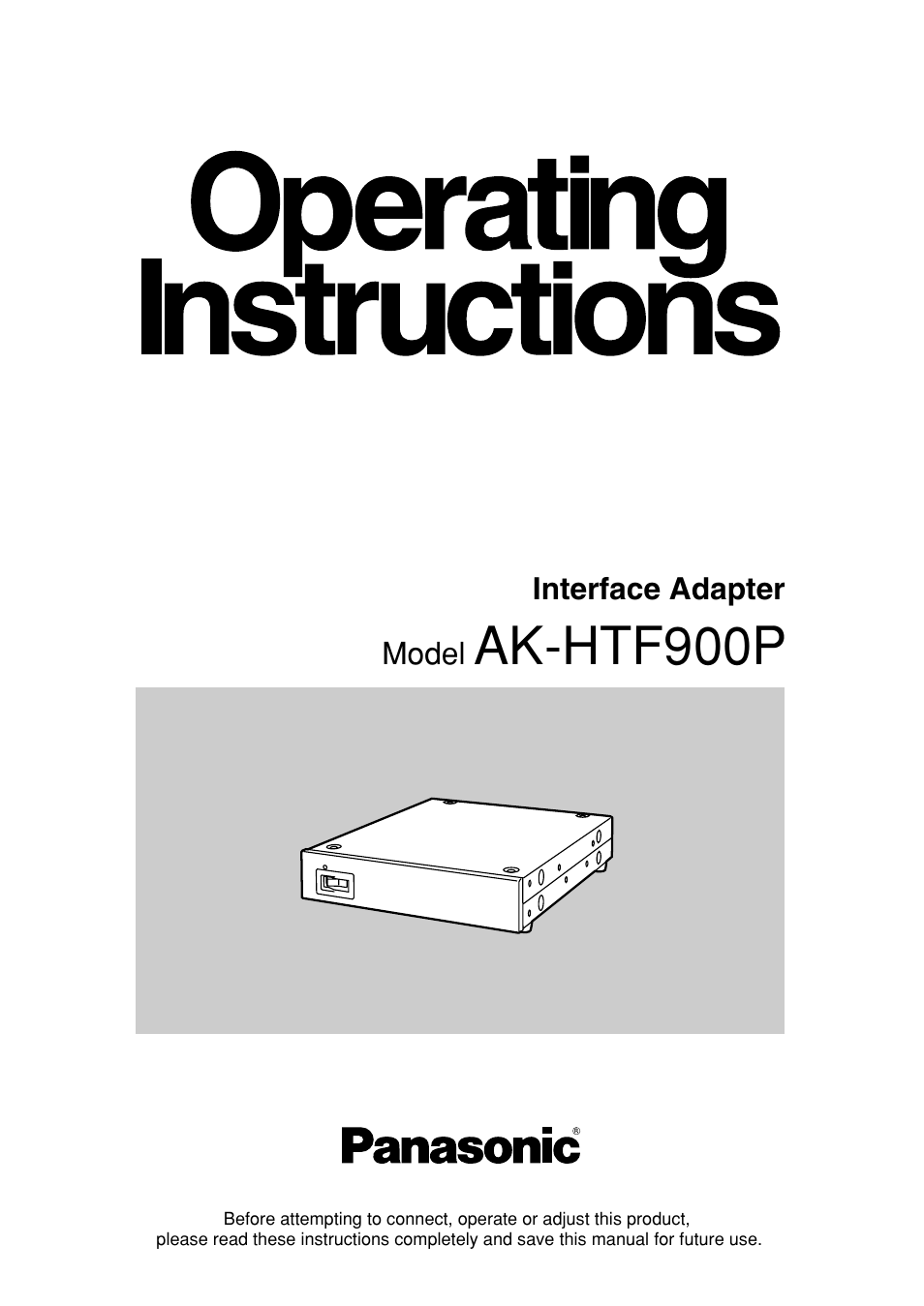 Panasonic AK-HTF900P User Manual | 12 pages