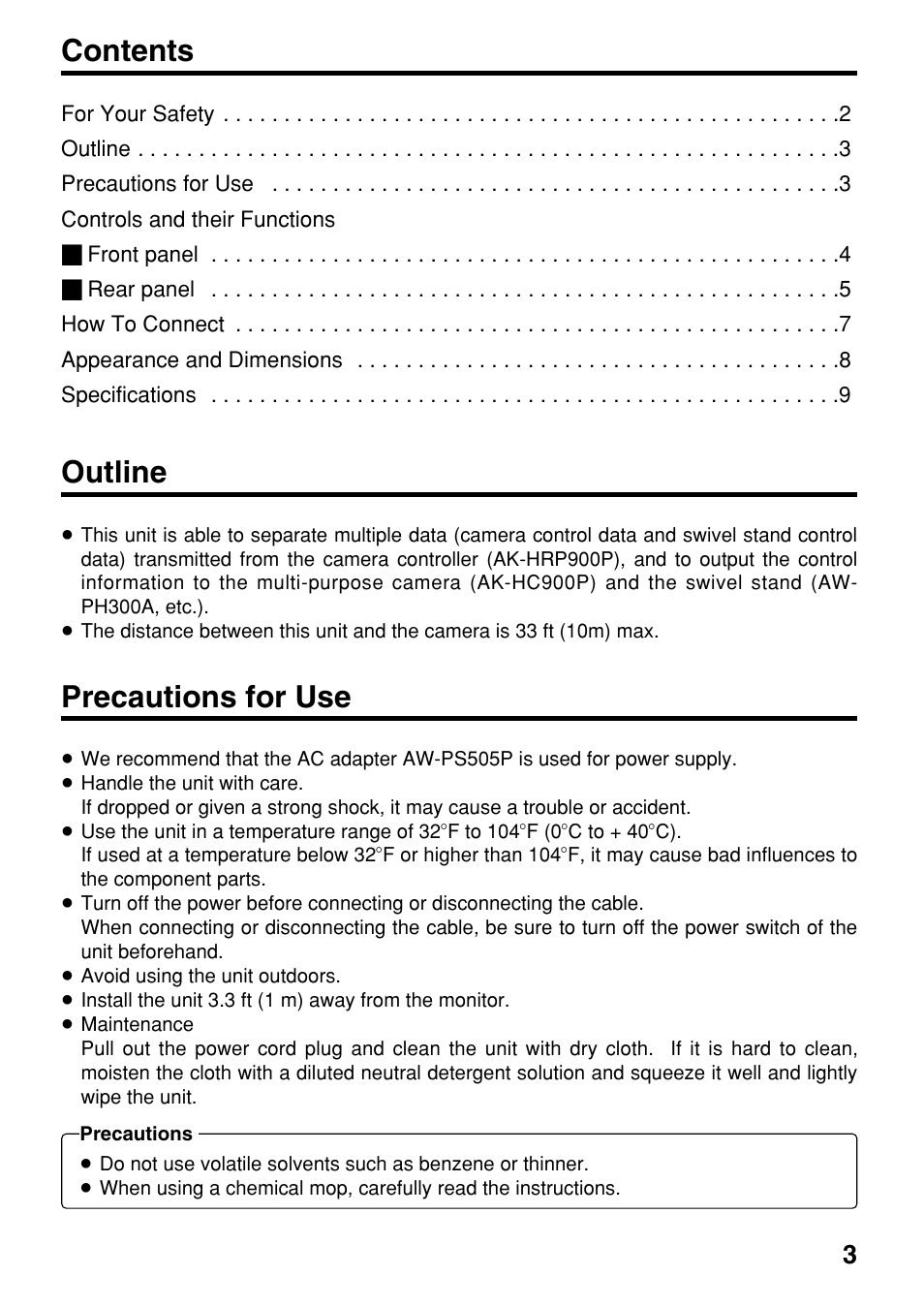 Panasonic AK-HTF900P User Manual | Page 3 / 12