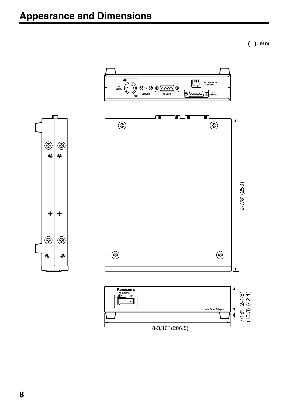 Appearance and dimensions | Panasonic AK-HTF900P User Manual | Page 8 / 12