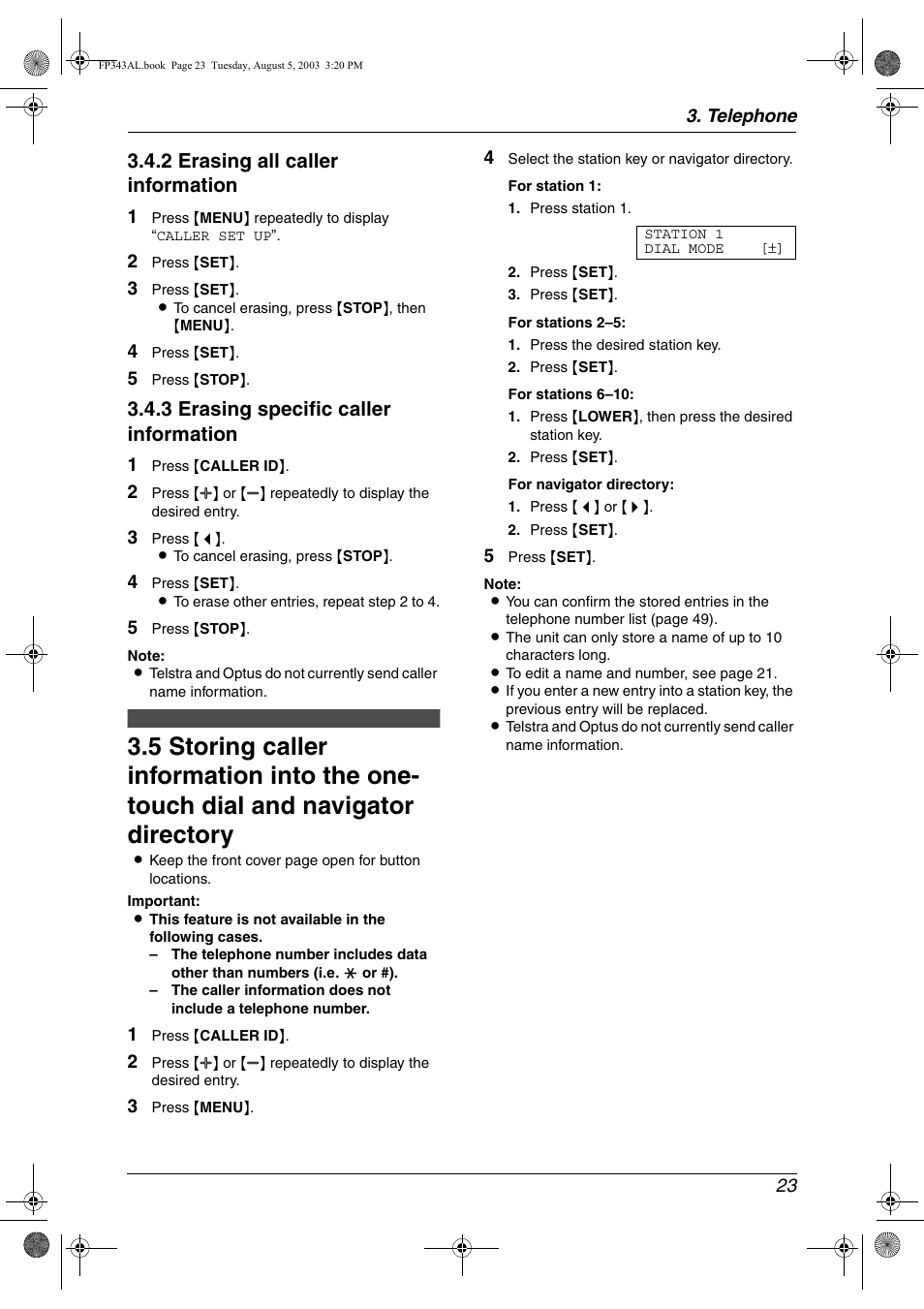 2 erasing all caller information, 3 erasing specific caller information | Panasonic KX-FP343AL User Manual | Page 25 / 58