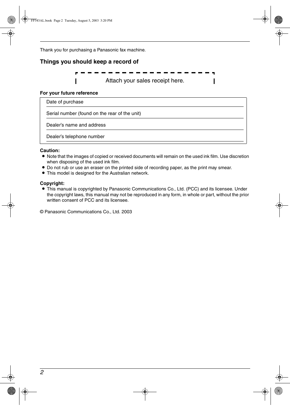 Panasonic KX-FP343AL User Manual | Page 4 / 58