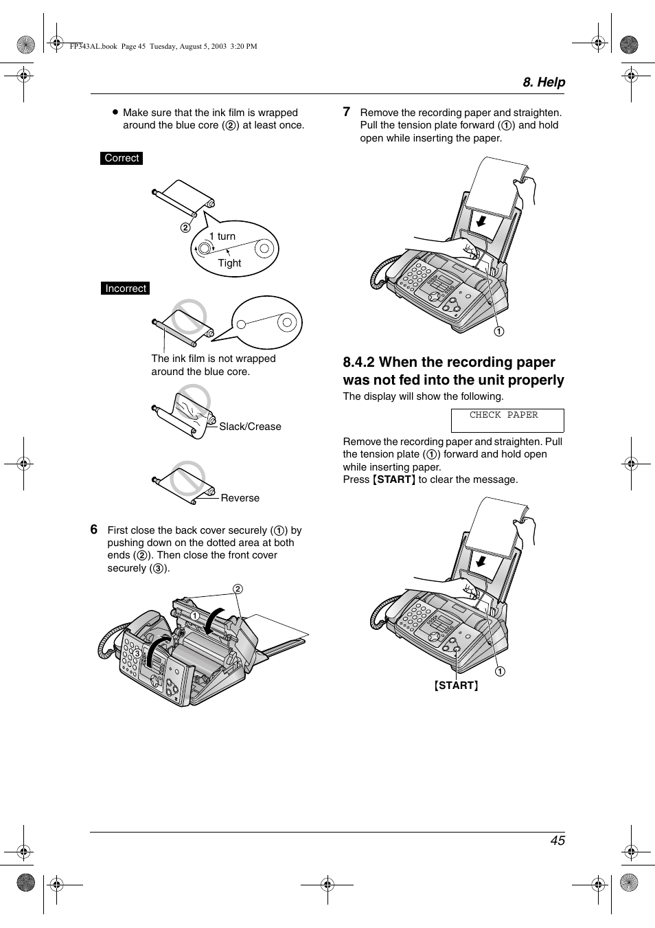 Help 45 | Panasonic KX-FP343AL User Manual | Page 47 / 58