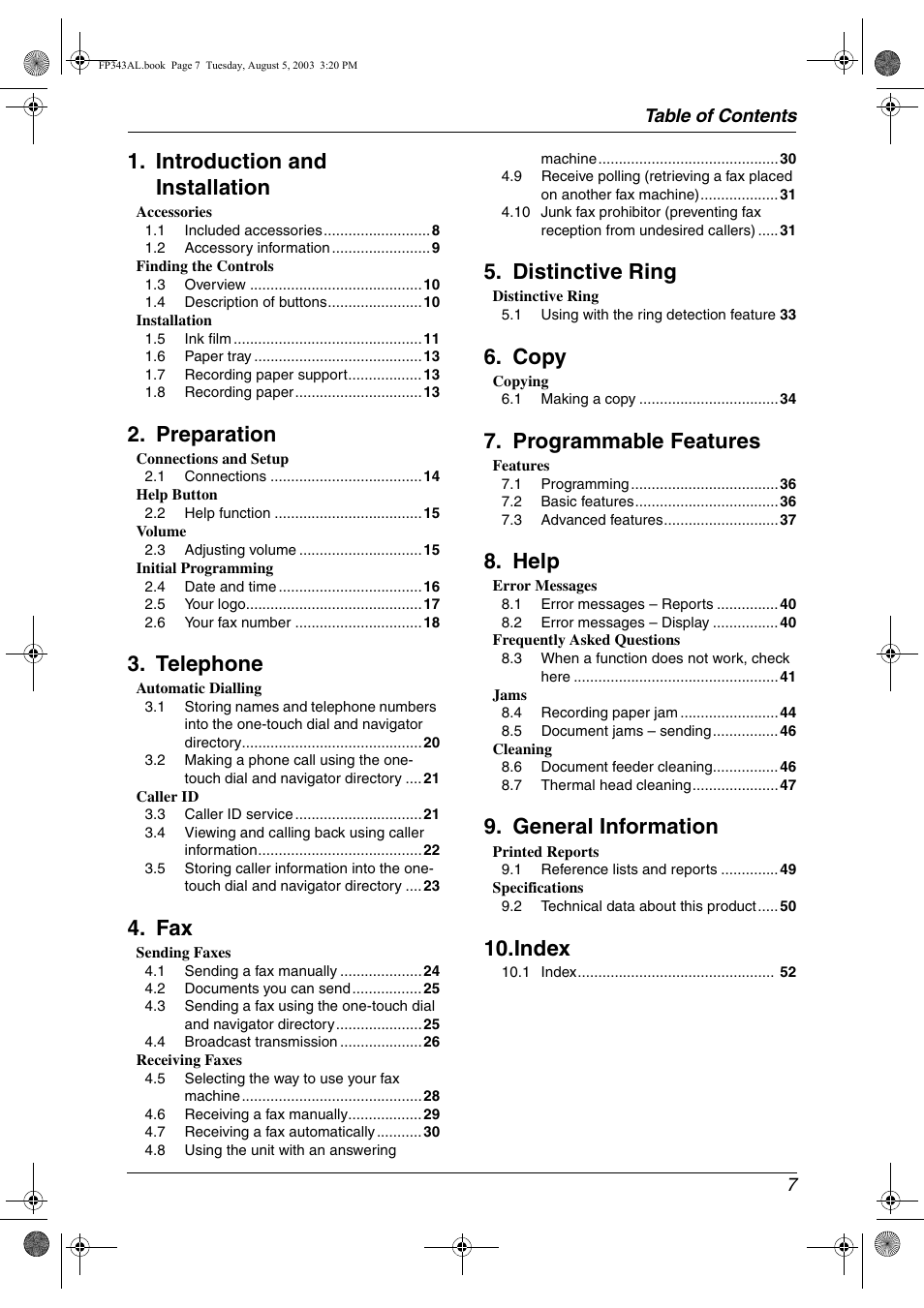 Panasonic KX-FP343AL User Manual | Page 9 / 58