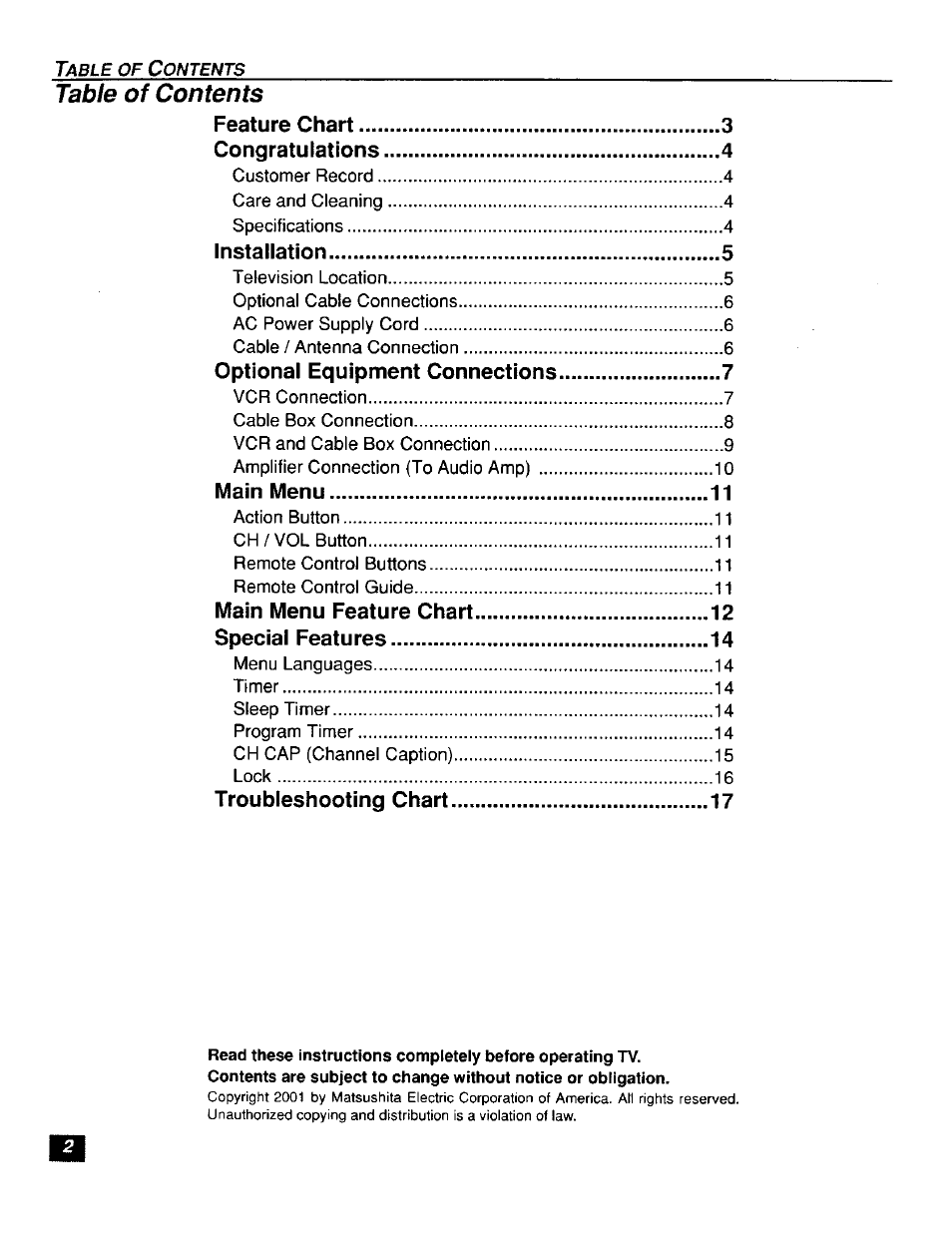 Panasonic CT-F2111X  ES User Manual | Page 3 / 19