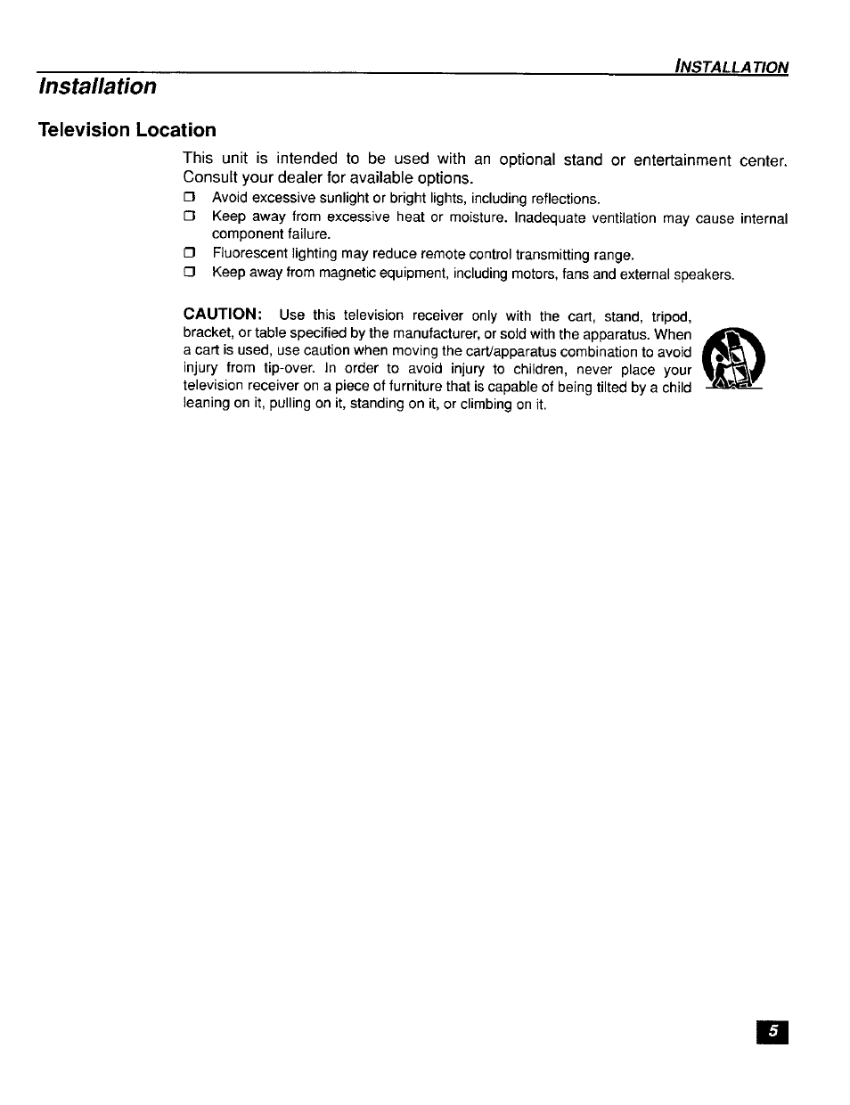 Installation | Panasonic CT-F2111X  ES User Manual | Page 6 / 19