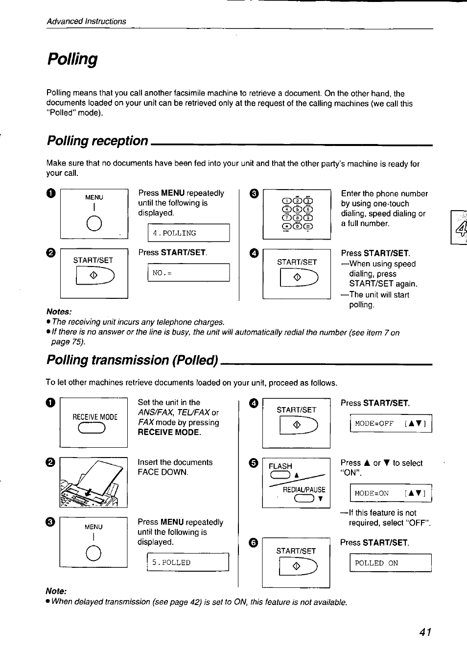 Polling, Polling reception, Polling transmission (polled) | Polling reception polling transmission (polled) | Panasonic KX-F750 User Manual | Page 41 / 84