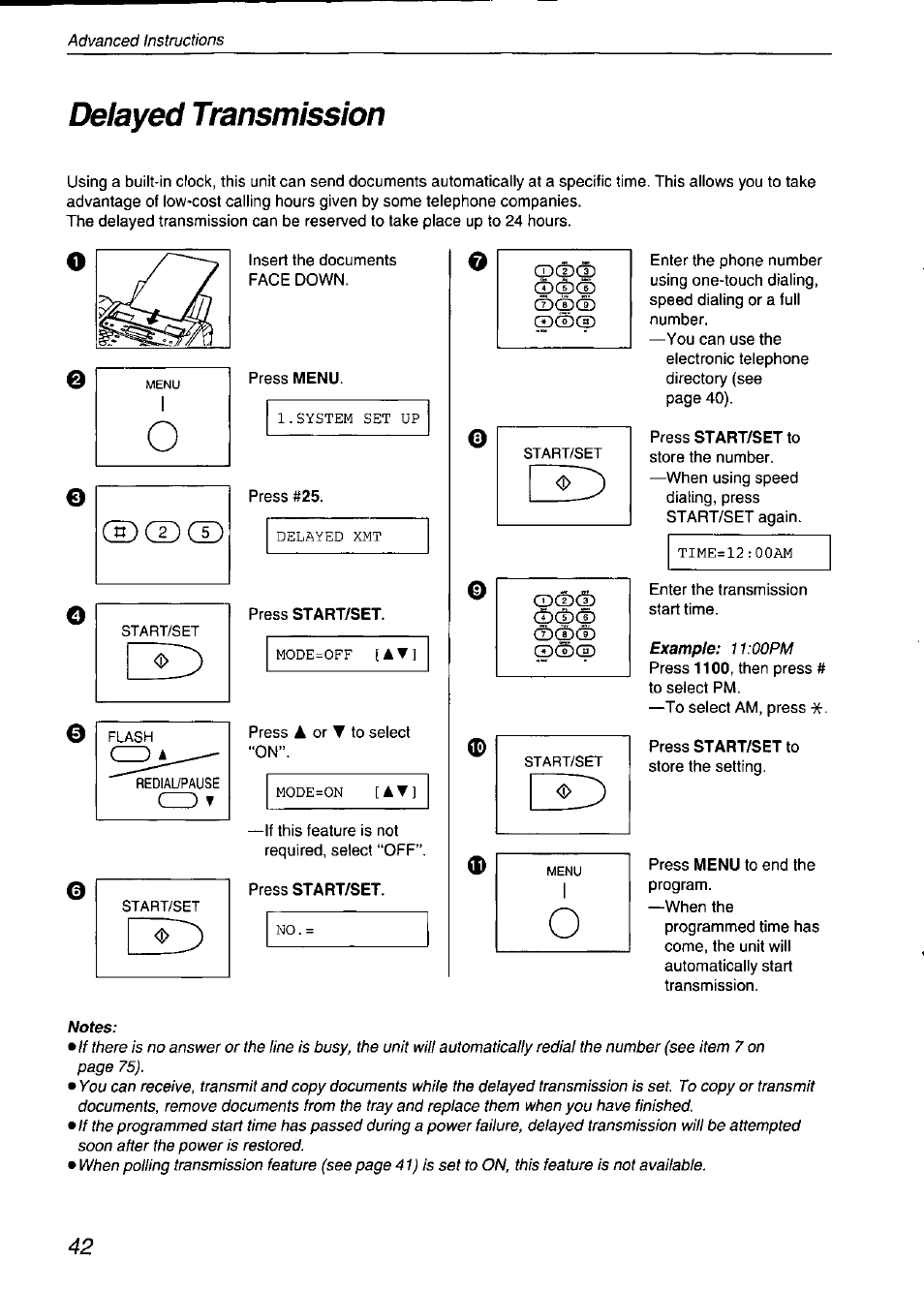 Delayed transmission, Cpcdcp | Panasonic KX-F750 User Manual | Page 42 / 84