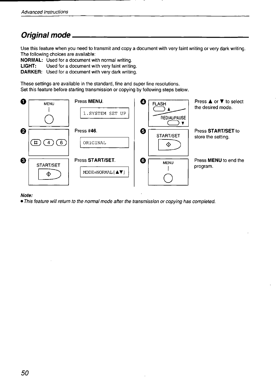 Original mode, D(z)cd | Panasonic KX-F750 User Manual | Page 50 / 84