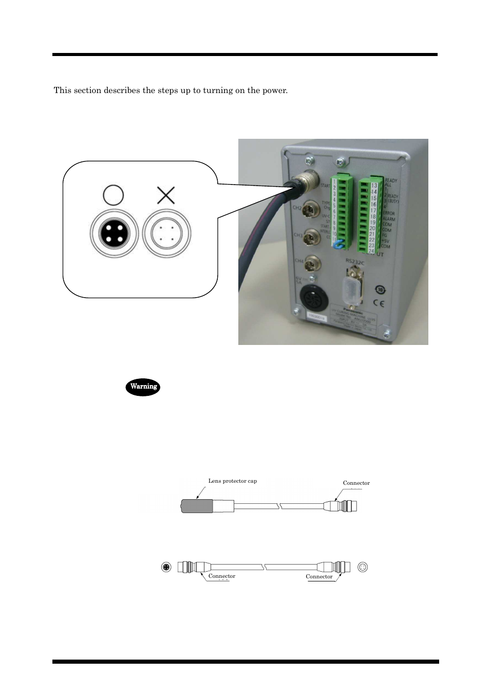5 getting started, 1 hooking up the connection cable, 2 connecting the led | Connection cable | Panasonic 35 User Manual | Page 19 / 69