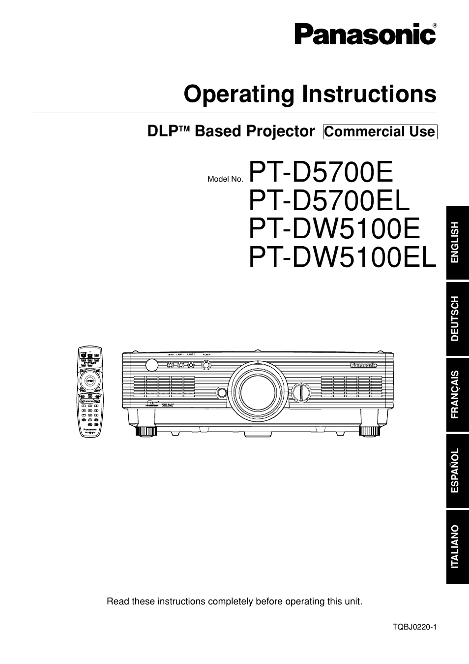 Panasonic PT-D5700EL User Manual | 64 pages