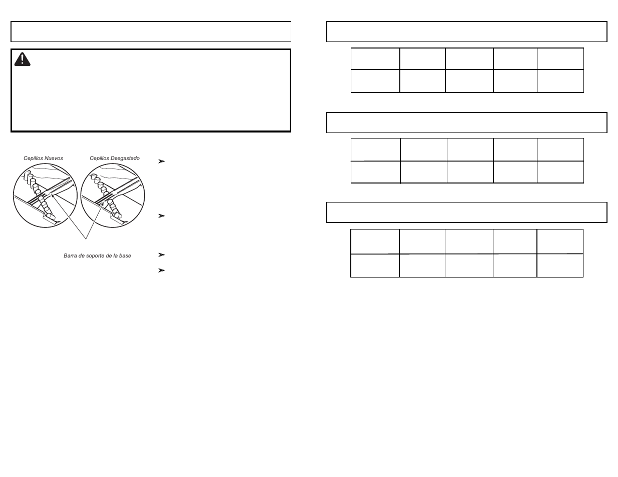 Warning, Feature chart, Brush servicing | Panasonic MC-CG902 User Manual | Page 44 / 56