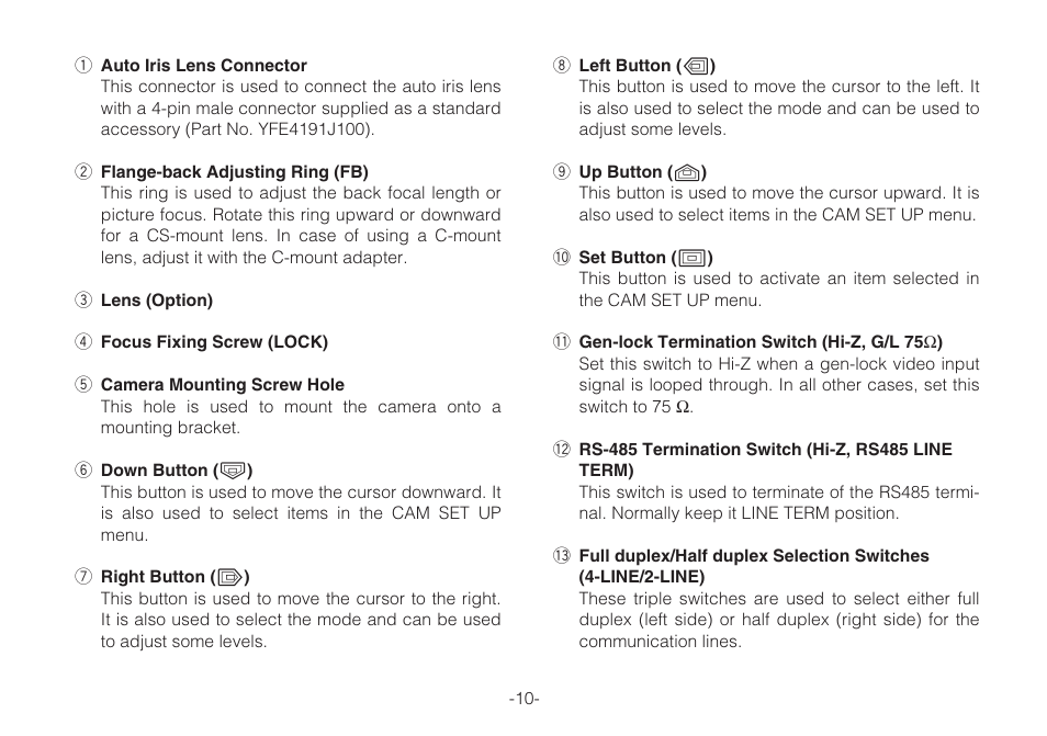 Panasonic WV-CLR920A User Manual | Page 10 / 50