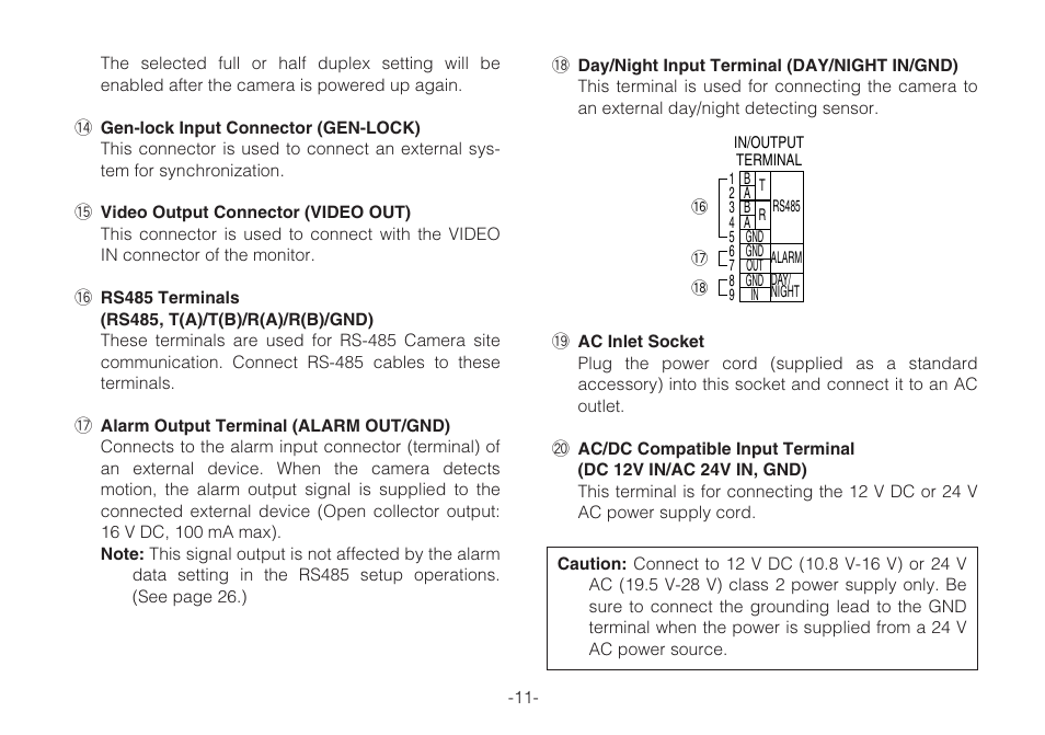 Panasonic WV-CLR920A User Manual | Page 11 / 50