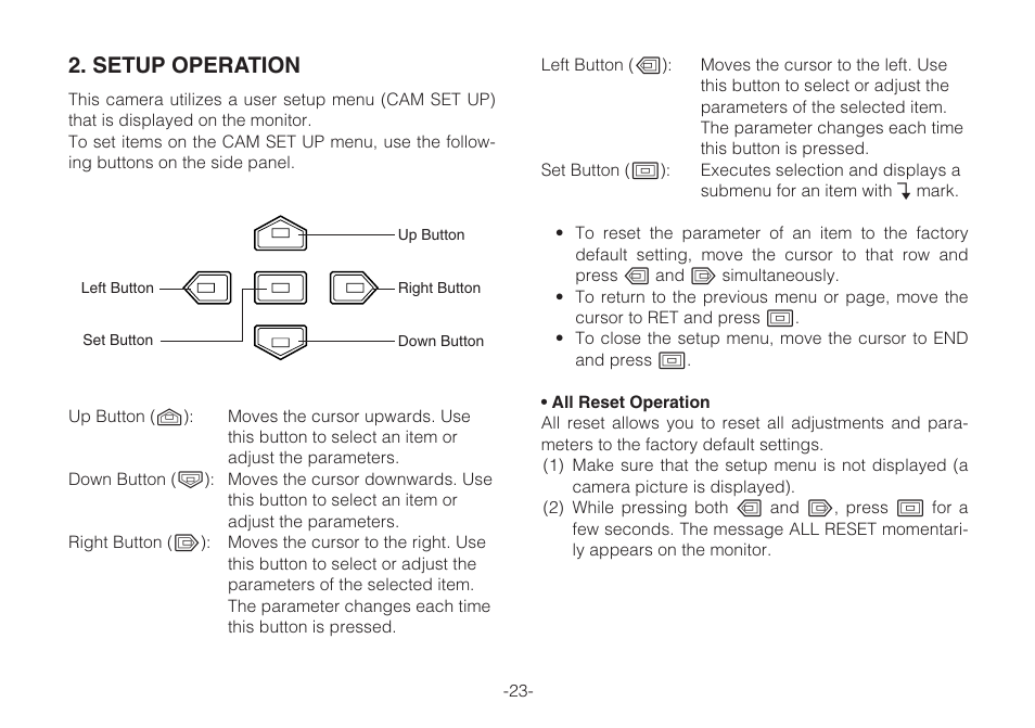 Setup operation | Panasonic WV-CLR920A User Manual | Page 23 / 50