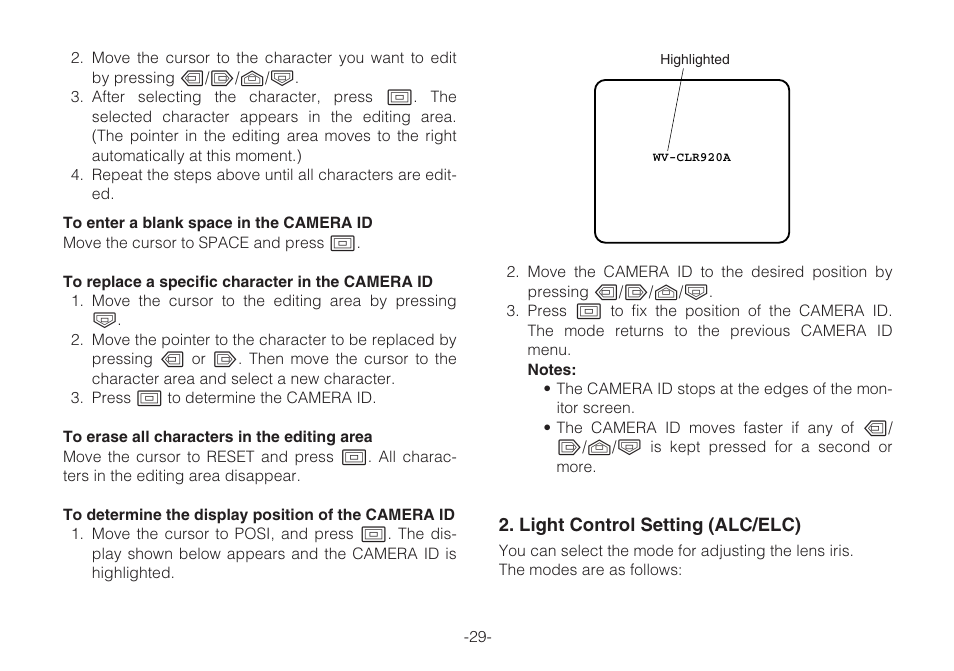 Panasonic WV-CLR920A User Manual | Page 29 / 50