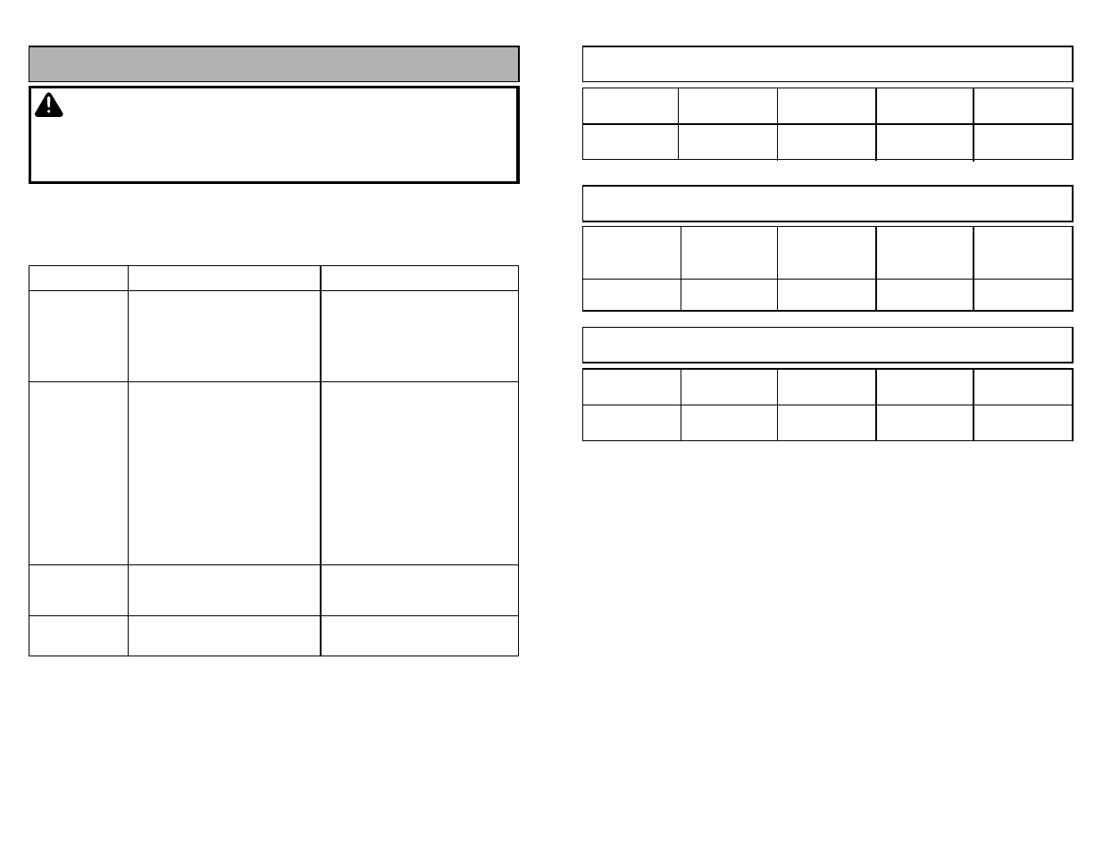 Feature chart, Tableau des caracteristiques, Diagrama de caracteristicas | Before requesting service, Warning | Panasonic MC-V5737 User Manual | Page 11 / 48