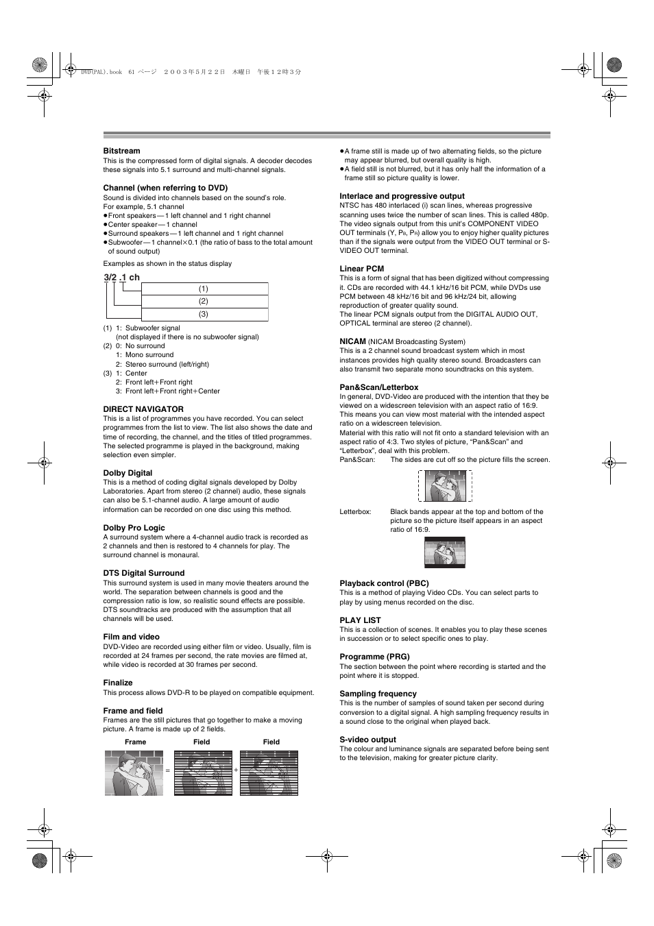 Glossary | Panasonic DMR-E51 User Manual | Page 61 / 70