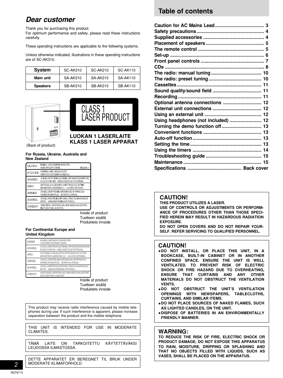 Panasonic SC-AK210 User Manual | Page 2 / 16