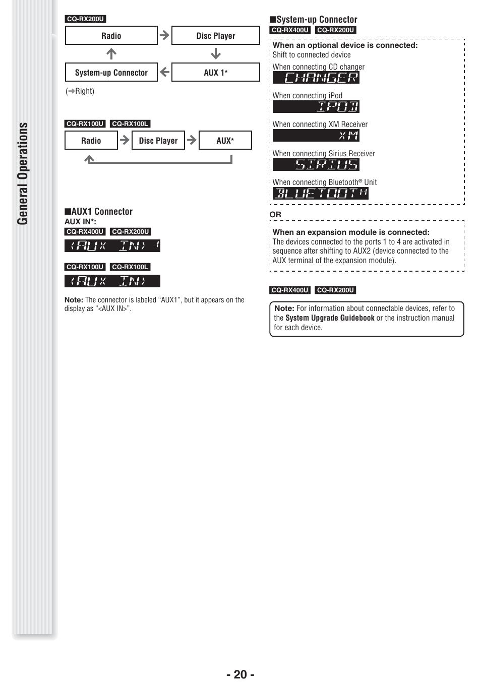 General operations | Panasonic CQ-RX400U User Manual | Page 20 / 24