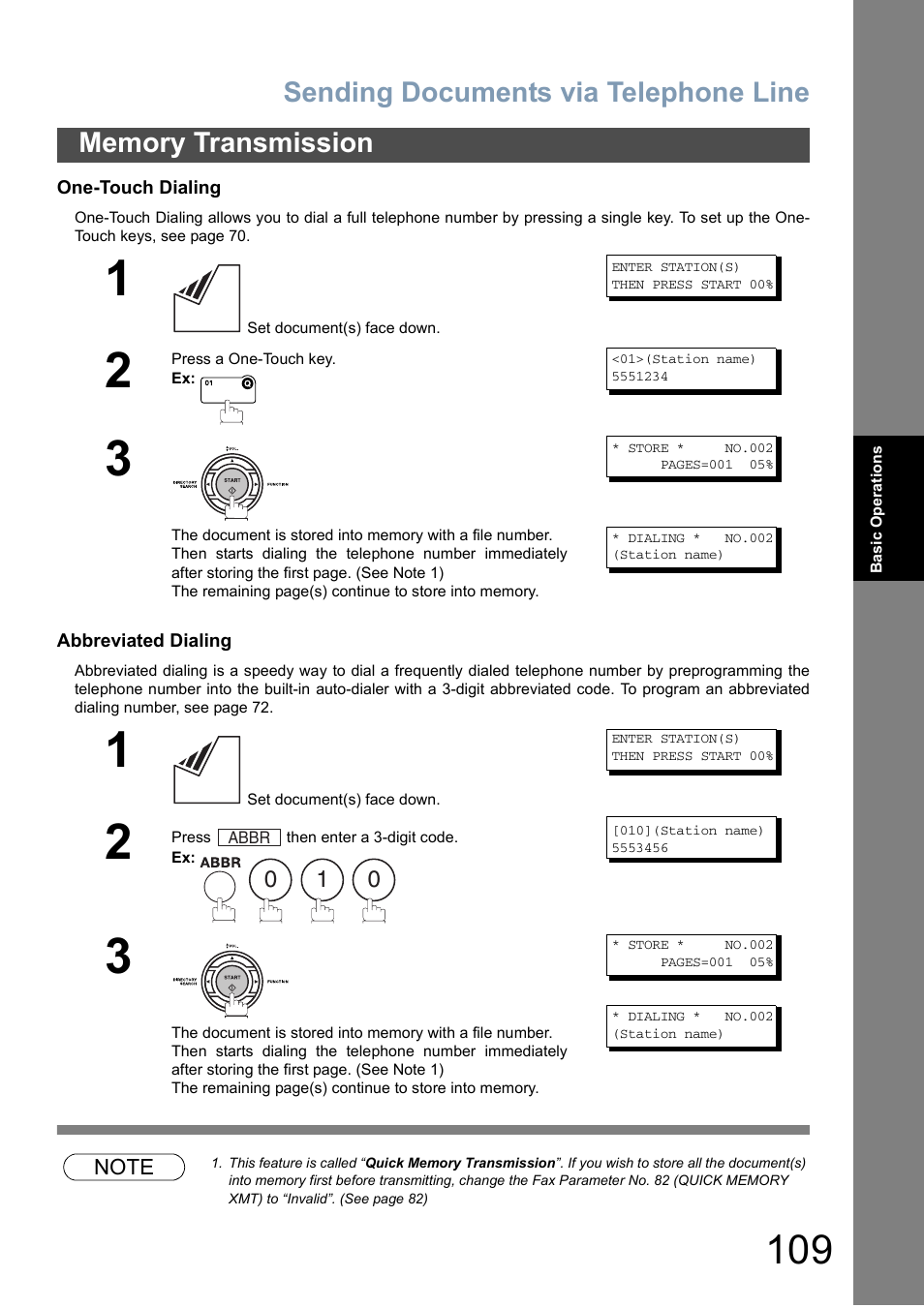 Sending documents via telephone line | Panasonic DX-800 User Manual | Page 109 / 256