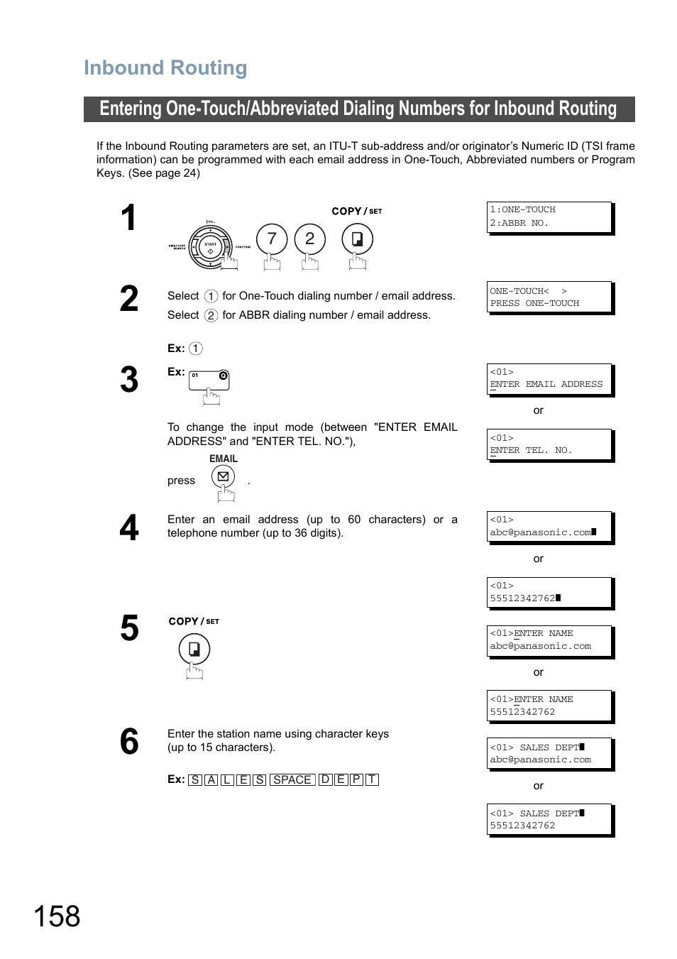 Inbound routing | Panasonic DX-800 User Manual | Page 158 / 256