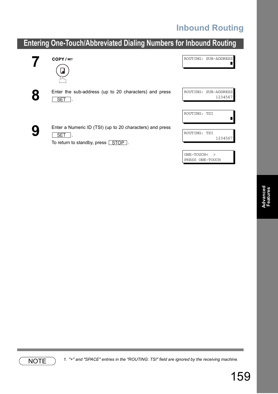 To 159, Inbound routing | Panasonic DX-800 User Manual | Page 159 / 256