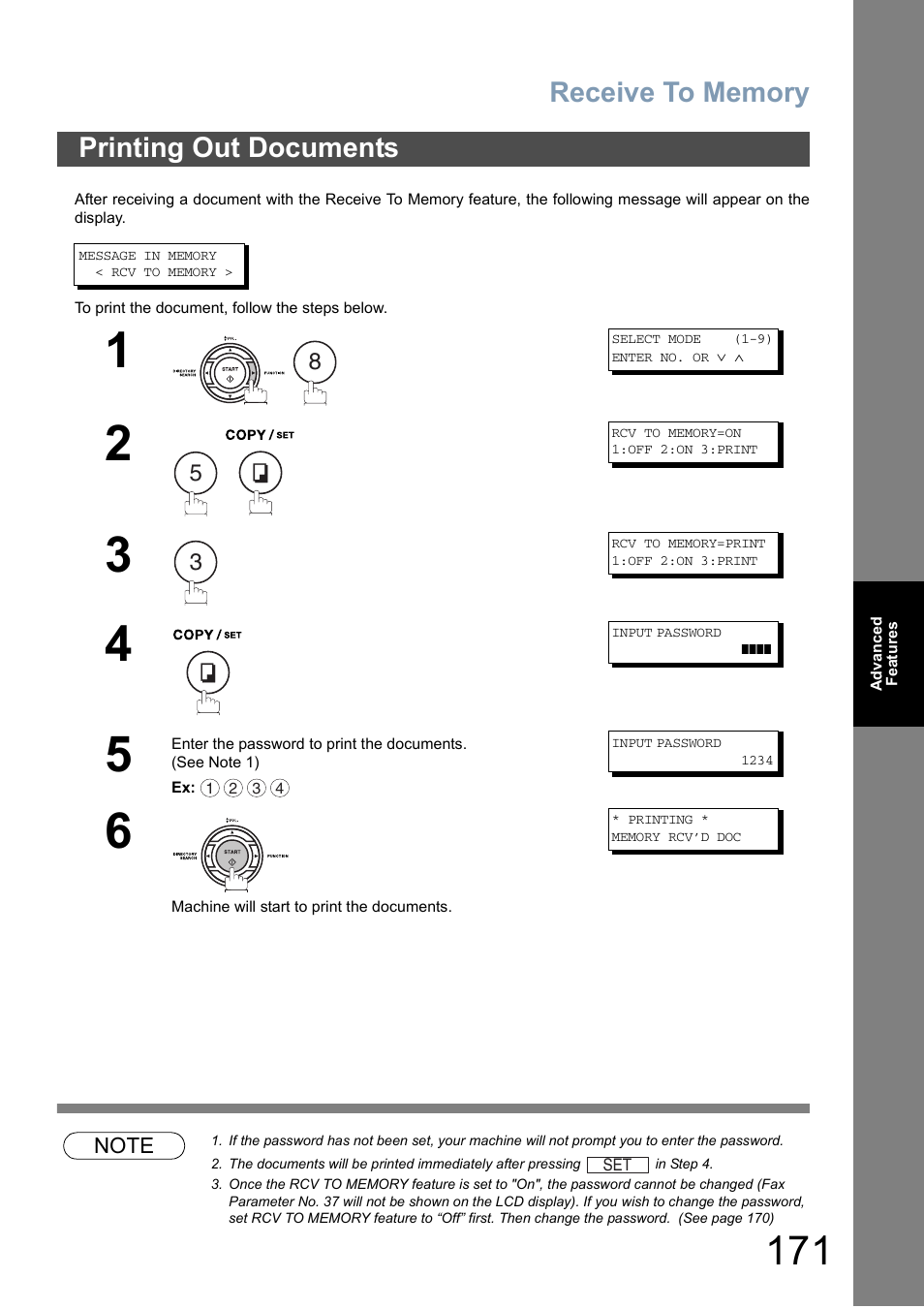 Printing out documents | Panasonic DX-800 User Manual | Page 171 / 256