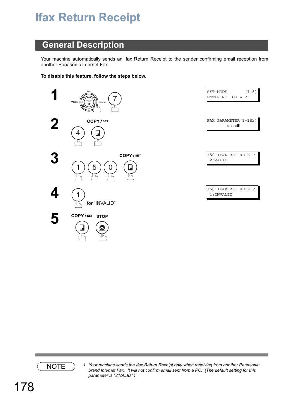 Ifax return receipt, General description | Panasonic DX-800 User Manual | Page 178 / 256
