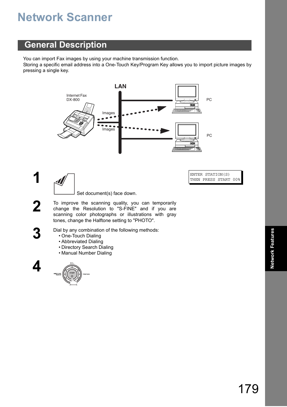 Network features, Network scanner, General description | Panasonic DX-800 User Manual | Page 179 / 256