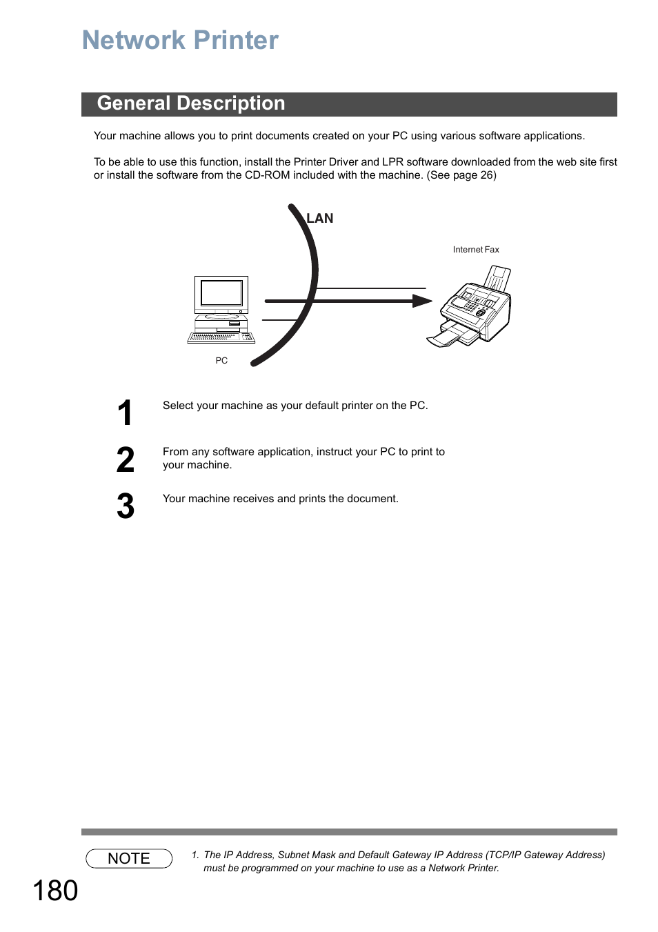 Network printer, General description | Panasonic DX-800 User Manual | Page 180 / 256