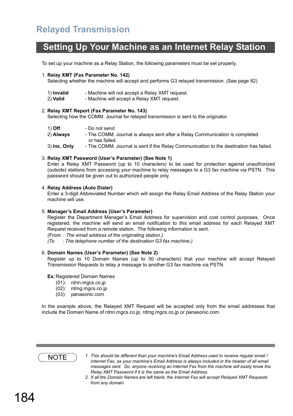 Relayed transmission | Panasonic DX-800 User Manual | Page 184 / 256