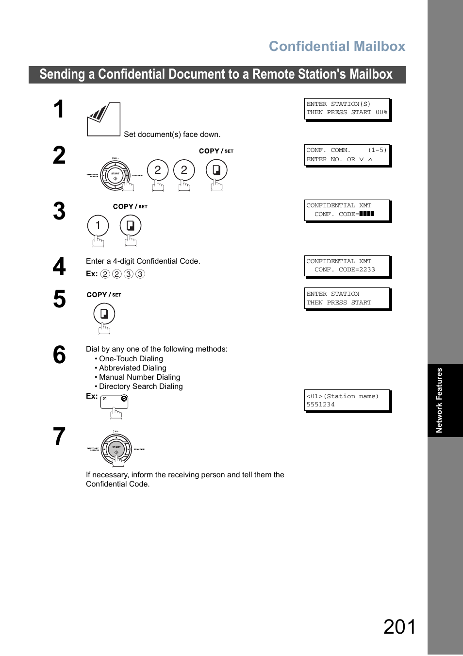 Confidential mailbox | Panasonic DX-800 User Manual | Page 201 / 256