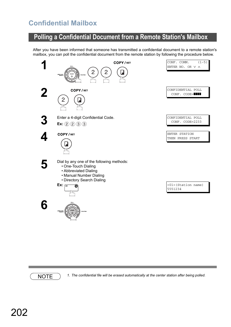 Confidential mailbox | Panasonic DX-800 User Manual | Page 202 / 256