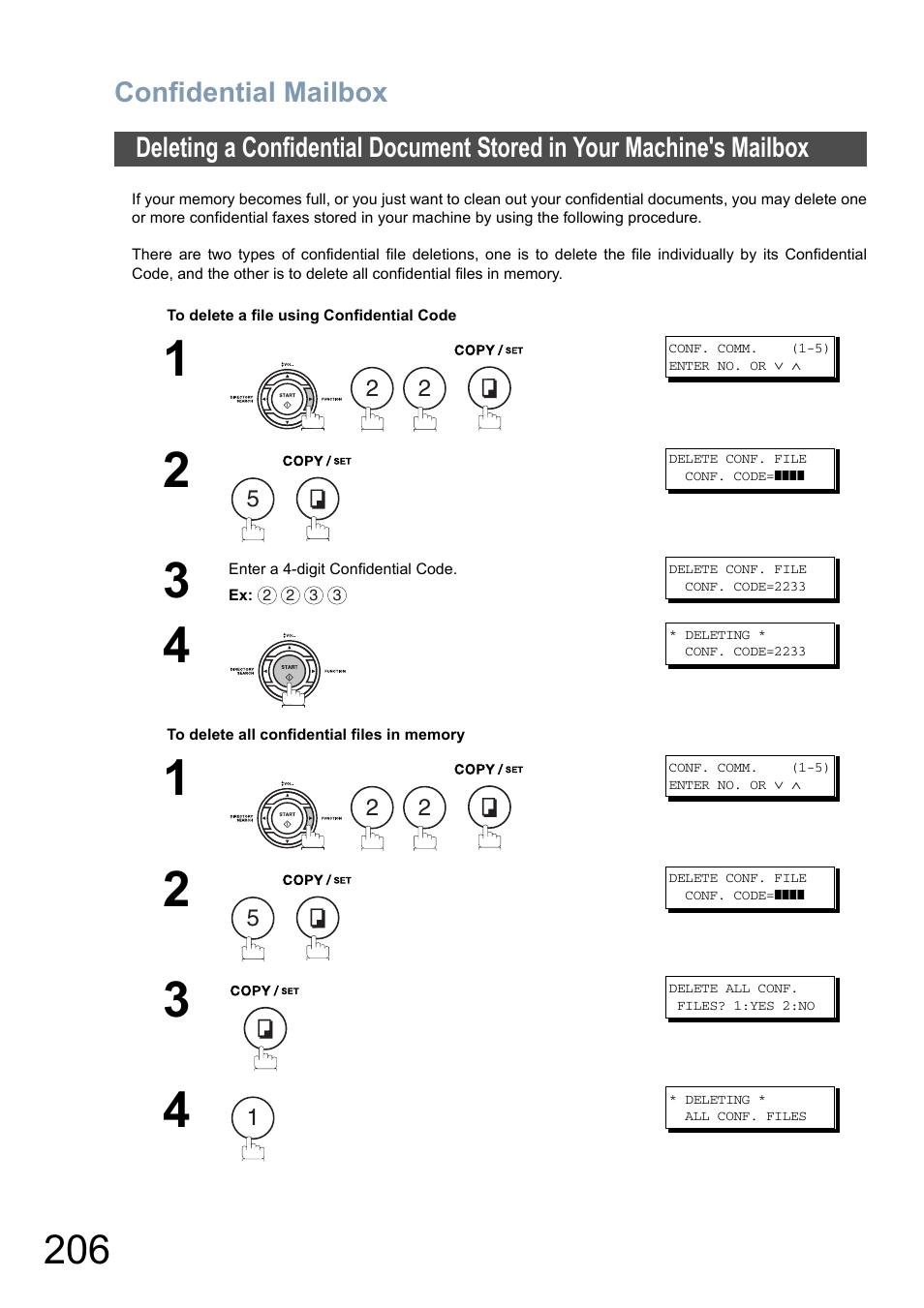 Confidential mailbox | Panasonic DX-800 User Manual | Page 206 / 256