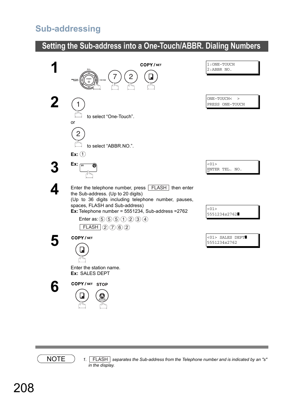 Sub-addressing | Panasonic DX-800 User Manual | Page 208 / 256