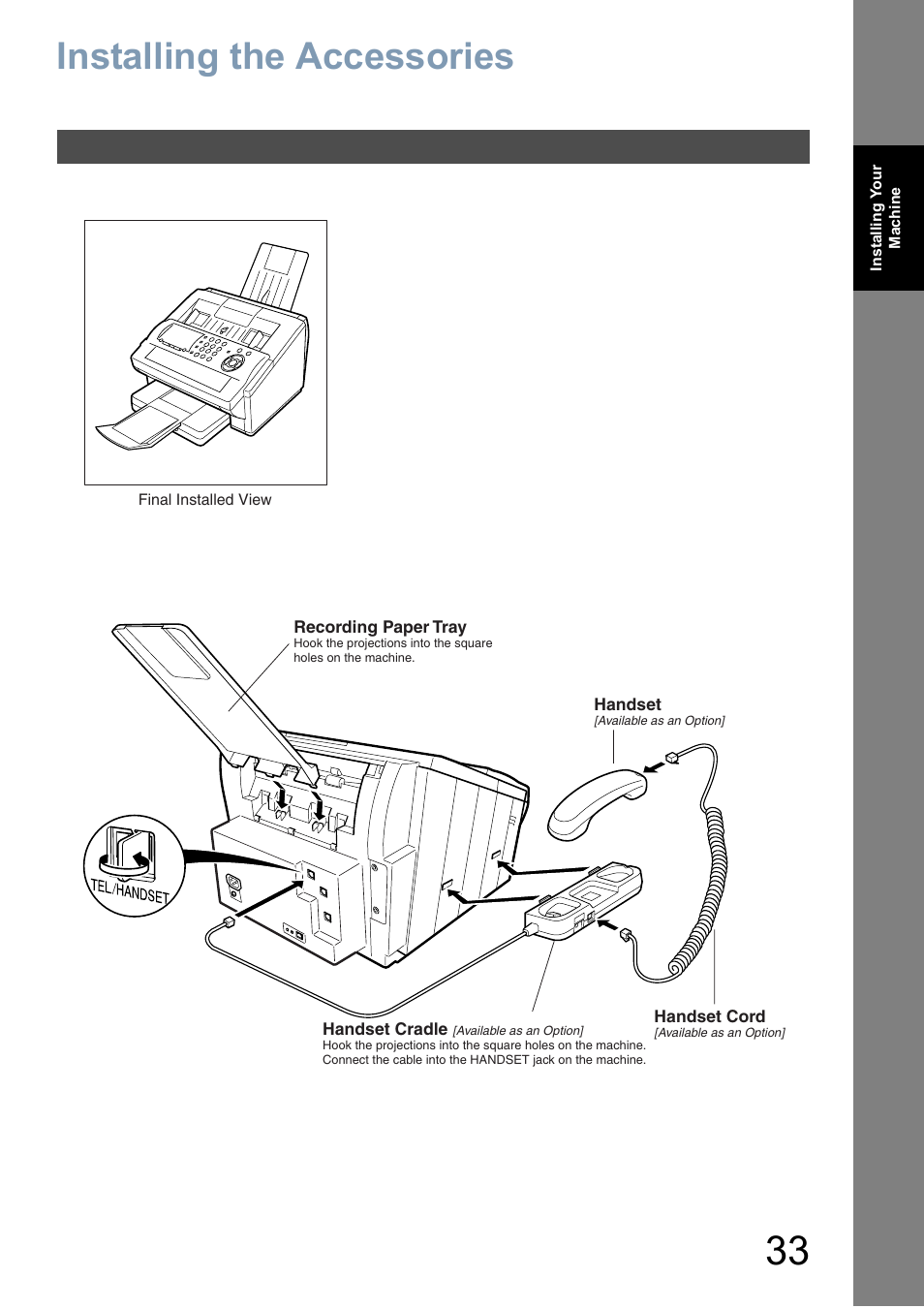 Installing the accessories | Panasonic DX-800 User Manual | Page 33 / 256