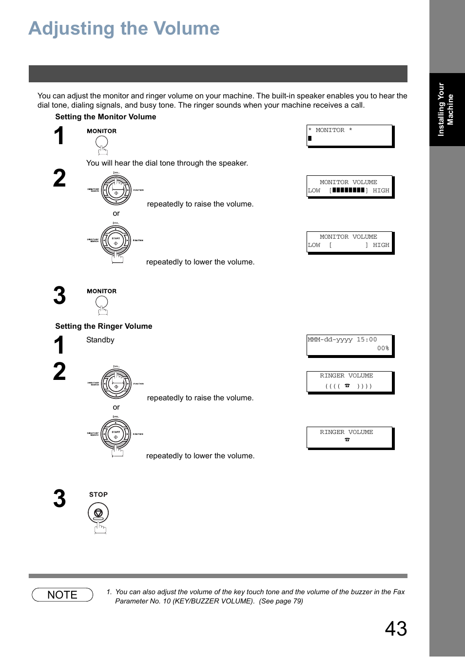 Adjusting the volume | Panasonic DX-800 User Manual | Page 43 / 256