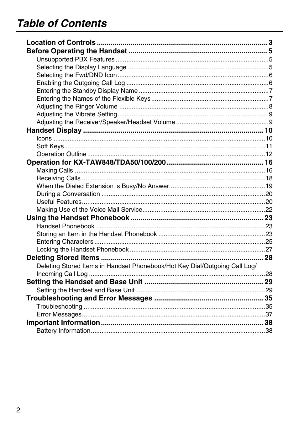 Panasonic KX-TDA100 User Manual | Page 2 / 40