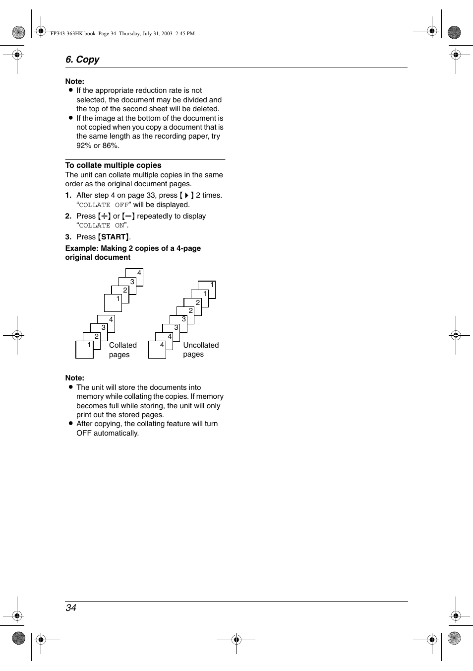 Copy 34 | Panasonic KX-FP343HK User Manual | Page 36 / 66