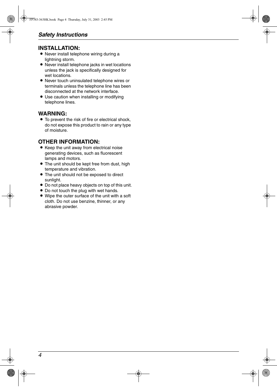 Panasonic KX-FP343HK User Manual | Page 6 / 66