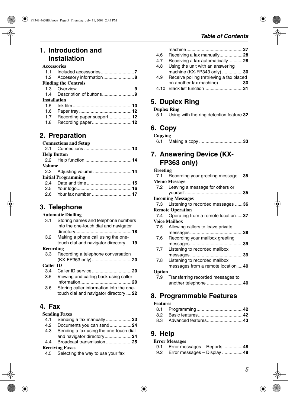 Panasonic KX-FP343HK User Manual | Page 7 / 66