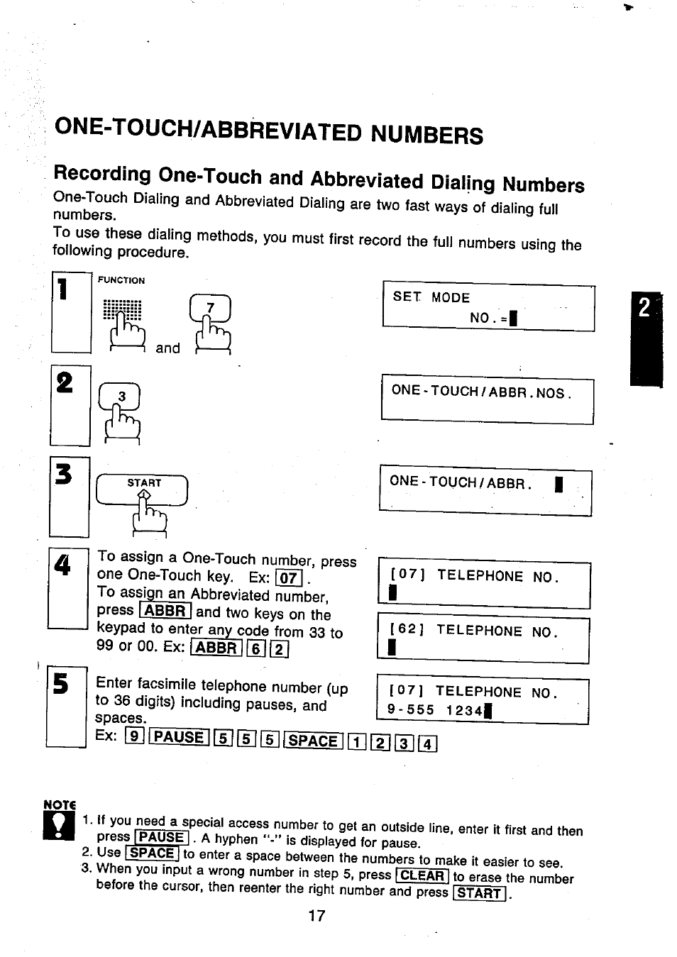 One-touch/abbreviated numbers | Panasonic UF-250 User Manual | Page 19 / 82