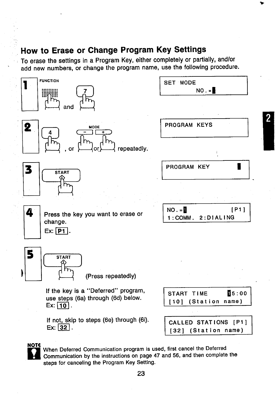 How to erase or change program key settings, Botb | Panasonic UF-250 User Manual | Page 25 / 82