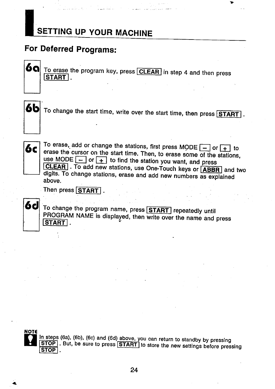 For deferred programs, F— i | Panasonic UF-250 User Manual | Page 26 / 82