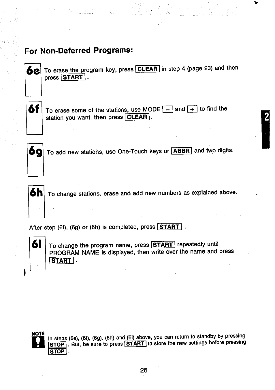 For non-deferred programs | Panasonic UF-250 User Manual | Page 27 / 82